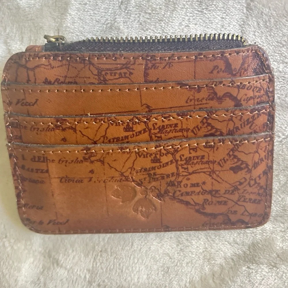 Vintage Map Print Leather Card Holder